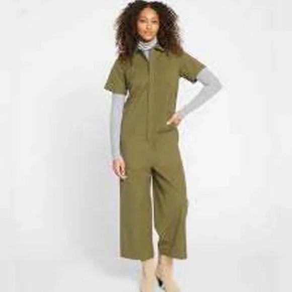 Universal Standard Pants - Universal Standard | Olive Green Short Sleeve Cropped Jumpsuit, XS